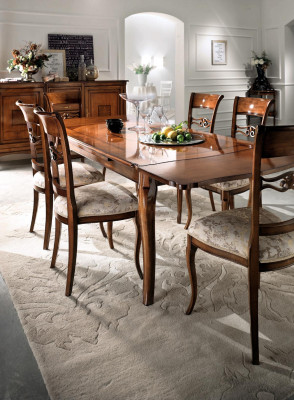 Mesa Mesa de madera Barroco Rococó Comedor Real Mesa de comedor clásica Mesas