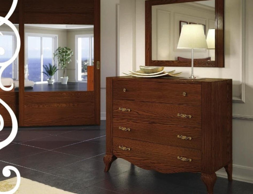Juego de 2 piezas, cómoda con espejo, grupo de muebles de madera, cómoda, aparador, armario
