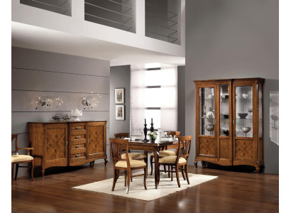Juego de comedor con cómoda 4 sillas vitrina grupo de comedor mesa de 7 piezas.