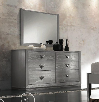 Cómoda Espejo Conjunto de madera Diseñador Comodas Armario Estante Italia Set de 2 piezas.