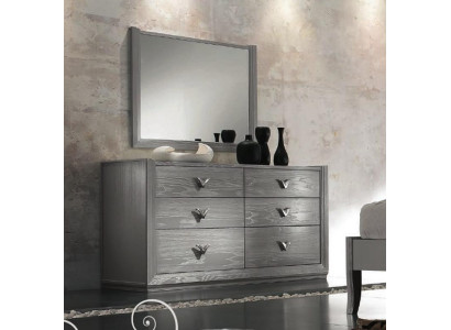 Cómoda Espejo Conjunto de madera Diseñador Comodas Armario Estante Italia Set de 2 piezas.