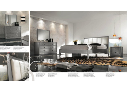 Dormitorio Cama Mesita de noche Cómoda Espejo Conjunto Grupo Doble Nuevo Juego de 5 piezas