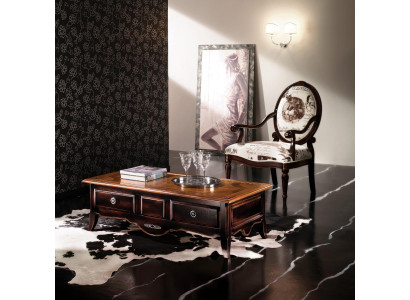 Mesa de centro clásica Mesa Mesa de sala de estar Madera de estilo barroco Mesas de centro macizas