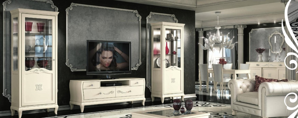 Lujo conjunto RTV vitrina salón tv moderna mueble de madera estilo armario gabinetes 3 piezas