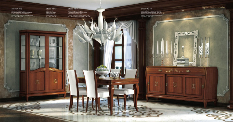 Set de diseño de comedor de 7 piezas mesa silla cómoda vitrina grupo mesas de comedor madera