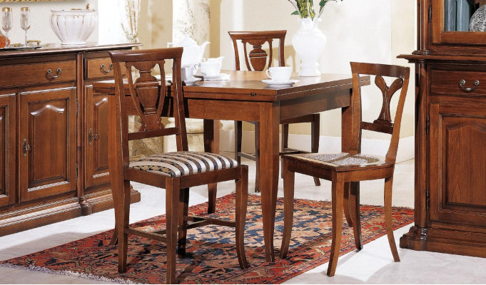 Diseño de comedor conjunto de muebles de madera de 6 piezas, 4 sillas, mesa, vitrina, grupo nuevo.