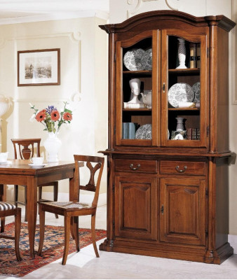 Diseño de comedor conjunto de muebles de madera de 6 piezas, 4 sillas, mesa, vitrina, grupo nuevo.