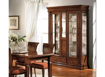 Mueble de madera con vitrina de vidrio, aparador de madera maciza para el salón.