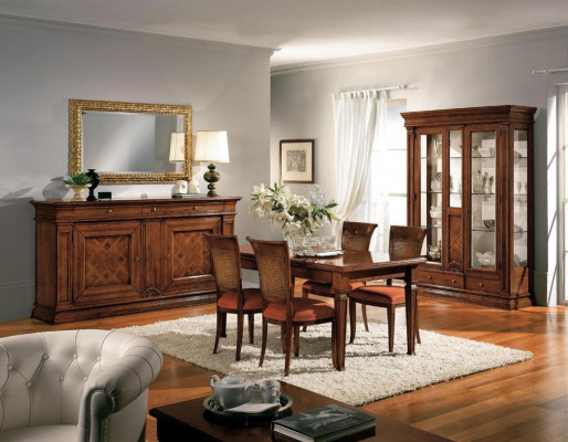 Mueble de madera con vitrina de vidrio, aparador de madera maciza para el salón.