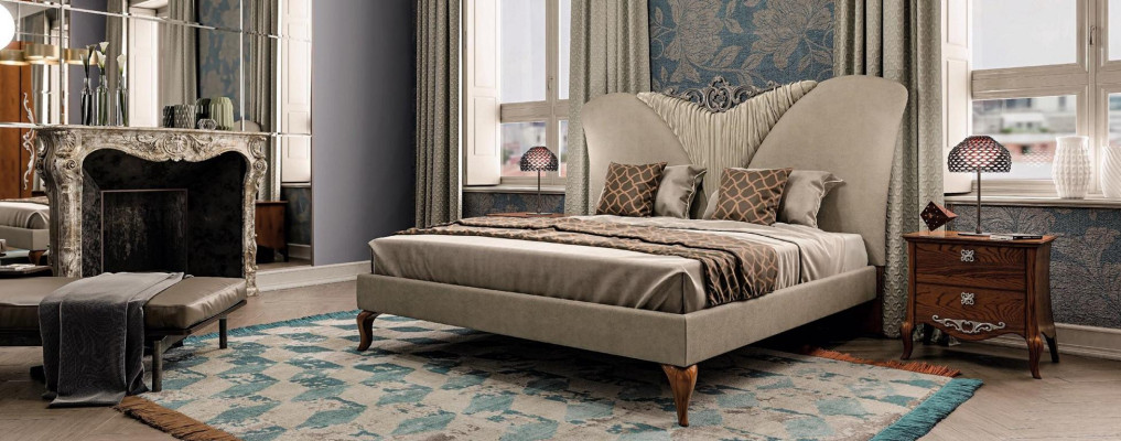 Cama Cama doble Madera maciza Dormitorio Muebles Vaccari cav giovanni Nuevo