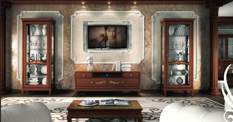 rtv Juego de muebles para la sala de estar de 3 piezas. Vitrina de madera moderna para TV, estilo armario nuevo en grupo.