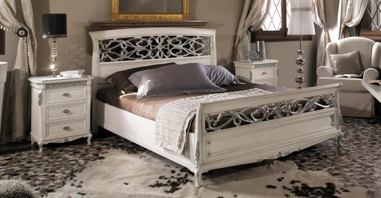 Cama dormitorio muebles cama diseño cama doble madera maciza Vaccari cav giovanni