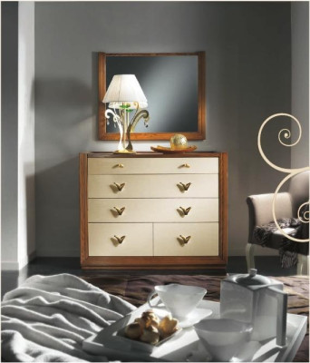Cómoda Espejo Adorno Consola Cómoda Madera Armarios Consola Italia Set 2 piezas.