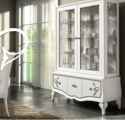 Vitrina de vidrio de lujo en estilo antiguo moderno, vitrinas de madera, muebles italianos.