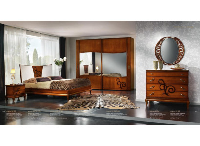Dormitorio Cama Mesita de noche Armario Cómoda Espejo Lujo Nuevo Set de 6 piezas.