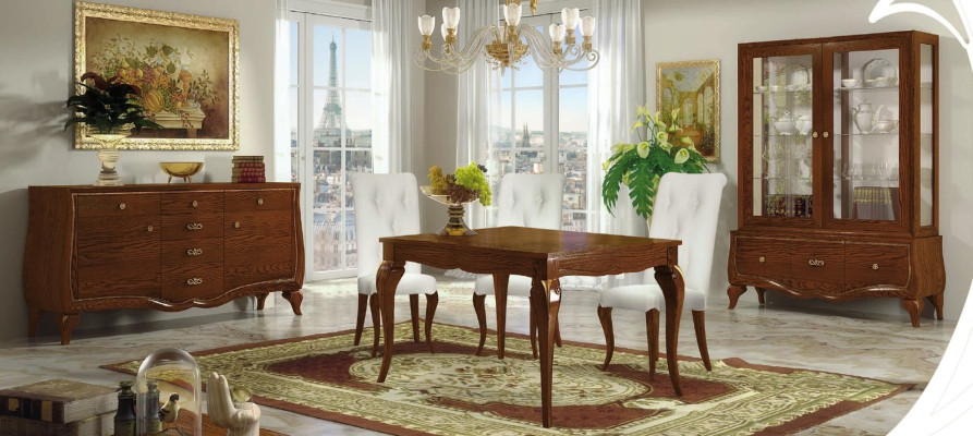 Conjunto de comedor mesa silla cajonera vitrina mesa mesas grupo conjunto 7 piezas.