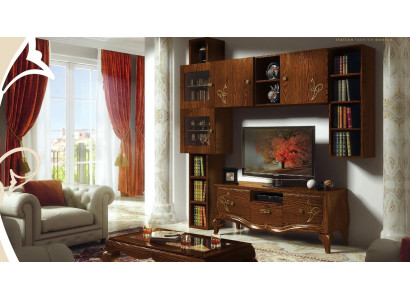 Grupo clásico de televisión para sala de estar, vitrina de madera moderna, mueble de estilo armario.