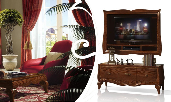 Mueble de TV bajo, mueble auxiliar, mueble de TV de madera clásico, diseño de cómoda nuevo.