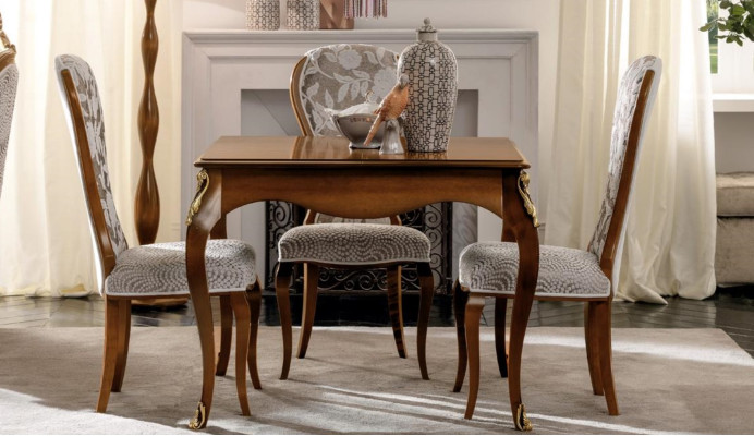 Mesas de comedor italianas Mesa de madera Muebles de mesa de madera maciza de estilo antiguo