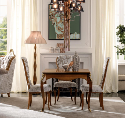 Mesas de comedor italianas Mesa de madera Muebles de mesa de madera maciza de estilo antiguo