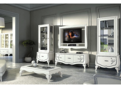Juego de muebles para TV de 4 piezas. Mueble bajo para TV, vitrina, aparador, armario. Diseño nuevo.
