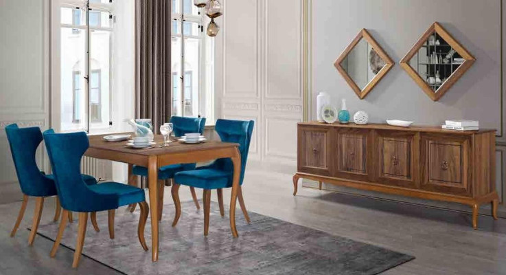 Juego completo de mesa de comedor 4 sillas Conjunto de comedor Grupo de comedor Mesa de madera Mesas de 6 piezas
