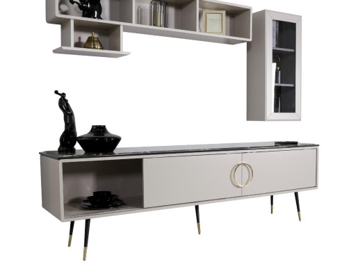 Juego completo de comedor de 7 piezas. Conjunto de aparador de comedor moderno. Mesa y 4 sillas.