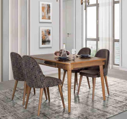 Juego de comedor completo que incluye mesa de comedor, 6 sillas, grupo de cubiertos de mesa. Conjunto de mesa de 7 piezas.