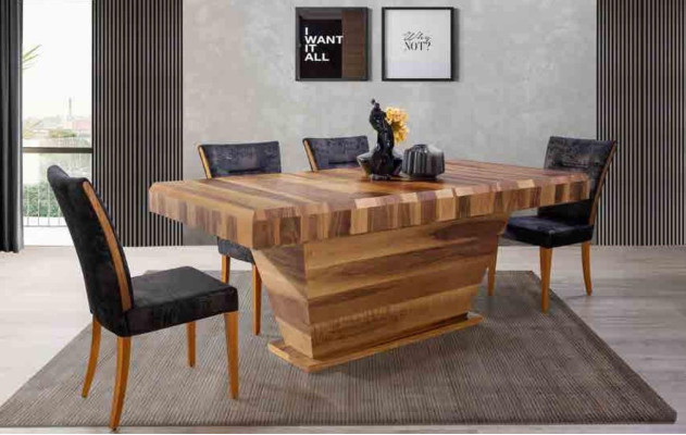Mesa + 6 sillas Set conjunto Tapizado 7 piezas Nuevo Diseñador Madera Comedor Sala de estar Conjunto