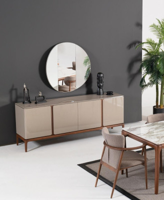 Salón Cómoda Espejo Aparador de madera con estilo metálico negro