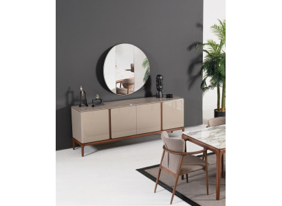 Salón Cómoda Espejo Aparador de madera con estilo metálico negro