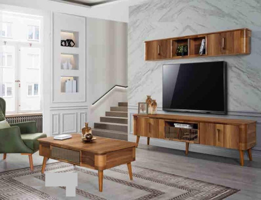 Mueble de salón moderno de madera en estilo TV, estantería, mueble de salón moderno nuevo.