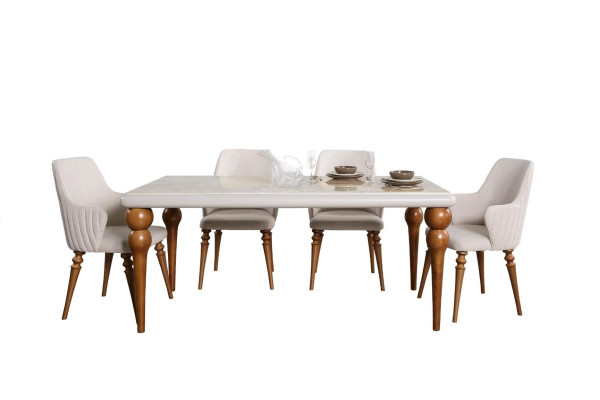 Aspecto de mármol: mesa de comedor, muebles de mesa de comedor de cocina de 180x94 cm.