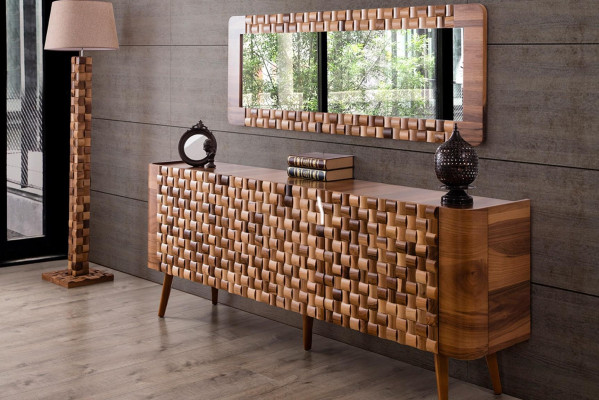 Conjunto de cómodas estilo italiano muebles de madera cómoda espejo aparador armario 2 piezas