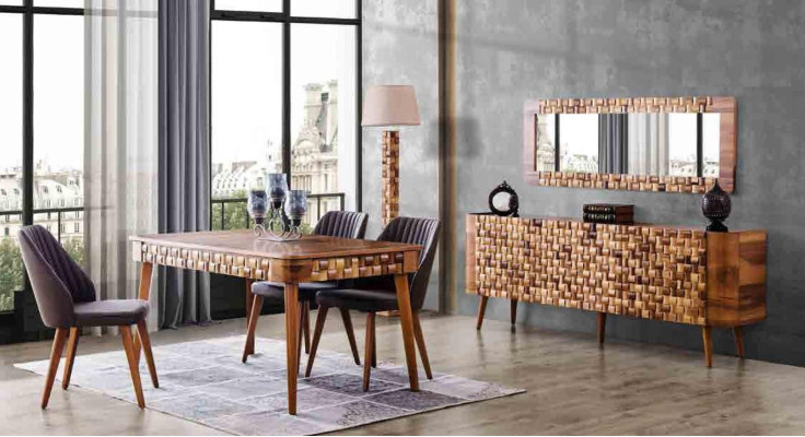 Conjunto de cómodas estilo italiano muebles de madera cómoda espejo aparador armario 2 piezas