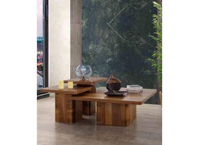 Juego de mesa de café de madera de 3 piezas conjunto de mesas de madera para sala de estar sofá muebles