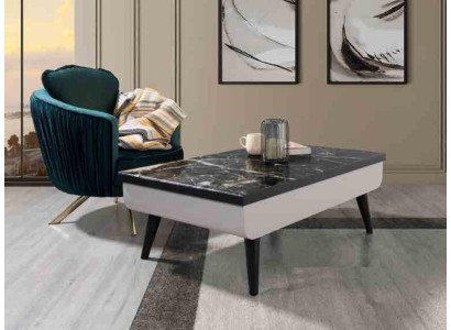 Mesa de centro auxiliar de sala de estar de madera estilo italiano gris.