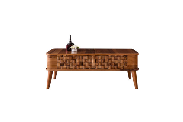 Diseño de mesa de café rectangular de madera para sala de estar, muebles modernos y de lujo.