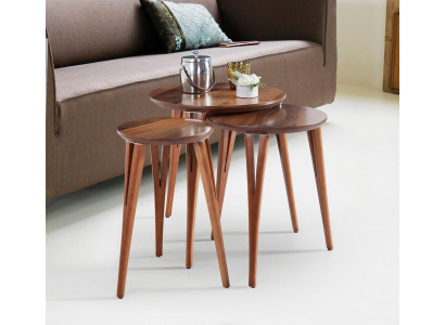 Mesas de madera Juego de mesas auxiliares Mesa auxiliar Mesa Mesa de centro Soporte para flores 3 piezas.