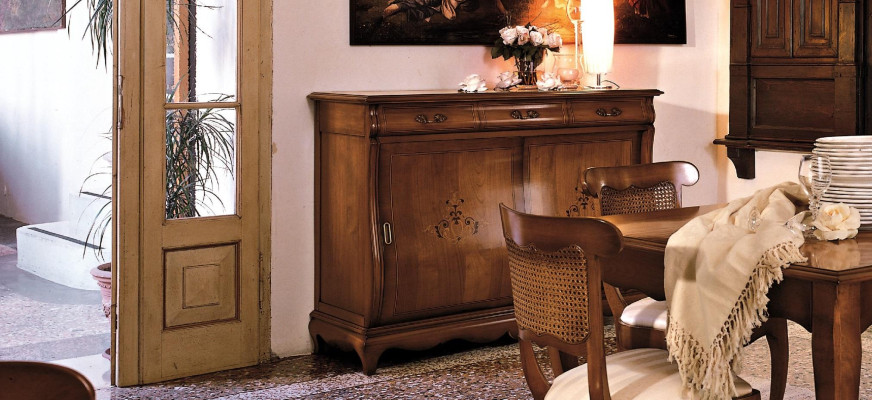 Juego de sala de estar Mesa 4 sillas Silla Vitrina Conjunto de cómoda Grupo de comedor de 7 piezas Comedor
