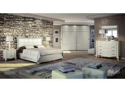 Conjunto de lujo 6 piezas dormitorio cama mesita de noche armario cómoda espejo madera