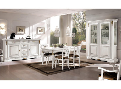 Comedor mesa silla cómoda vitrina grupo madera blanco juego 7 piezas nuevo