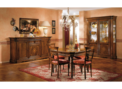 Juego de comedor Mesa de comedor 4 sillas Cómoda Vitrina Conjunto de mesa Grupo de 7 piezas Muebles