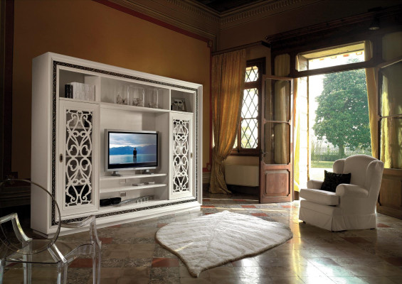 Armario vitrina de madera para la sala de estar Muebles de TV Paneles de pared modernos Diseño de sala de estar