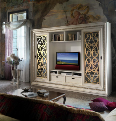 Mueble de televisión de pared empotrada de madera maciza moderno de madera auténtica nuevo