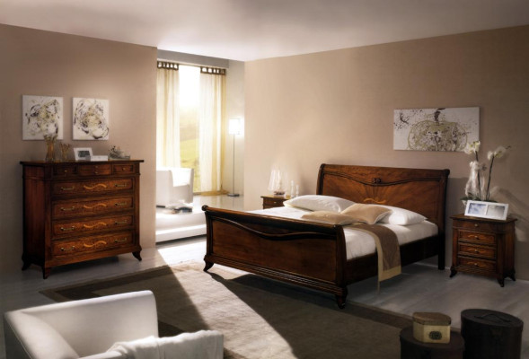 Cama clásica de lujo de cuero Chesterfield estilo antiguo para dormitorio de hotel.