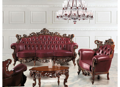 Muebles de lujo Conjunto de sofá Sofá Tapizado 3 + 1 plazas Mesa de café de madera 3 piezas.