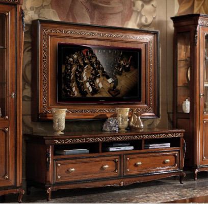 Conjunto de sala de estar de 4 piezas. Repisa de TV, cómoda, mesa de centro de madera. Conjunto de lujo decorativo.