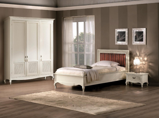 Muebles Nueva cama Mesita de noche 3 pzs. Set de dormitorio Diseño Art déco Camas de lujo