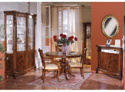 Juego de comedor de lujo de 6 piezas de madera, mueble cómoda, 3 sillas, mesa, vitrina nuevo.